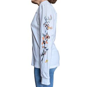 H&M Buggs Bunny White Long Sleeve Shirt with Characters on Sleeves  Women Size M